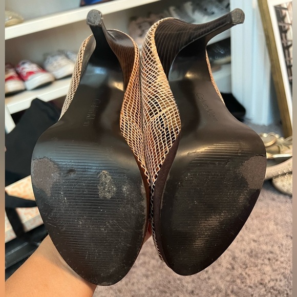 Calvin Klein bronze open toe pumps - Picture 2 of 3